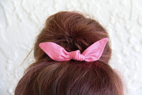 Knotted Bun Clip Hair Bows Coral Solid Color Hair Bow Girl Teen Women Hair Accessory French Barrette Alligator Clip Hair Ties